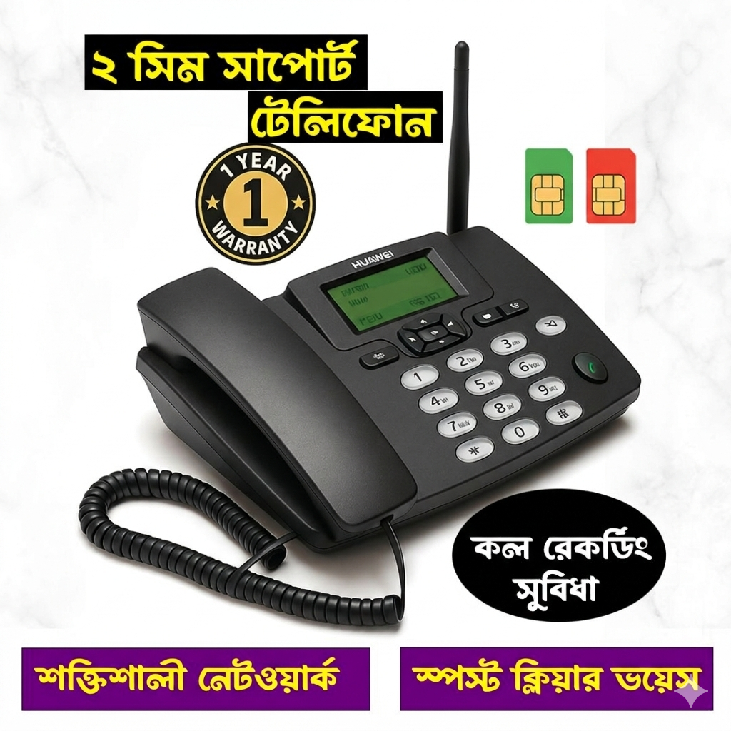 Black Dual Sim Support Huwaei Brand Telephone